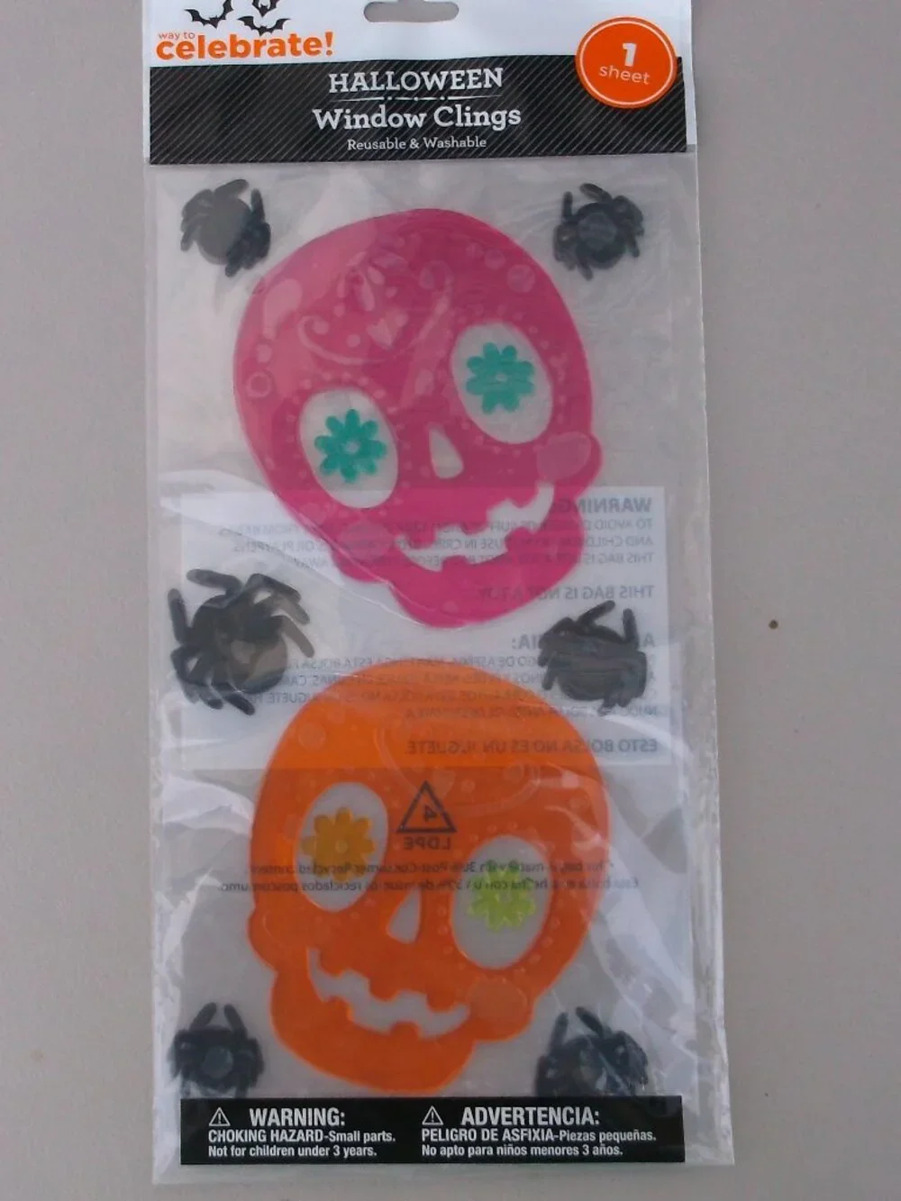 NWT Halloween Window Clings (4 Sheets) + Wooden Pumpkin Wall Decor Bundle